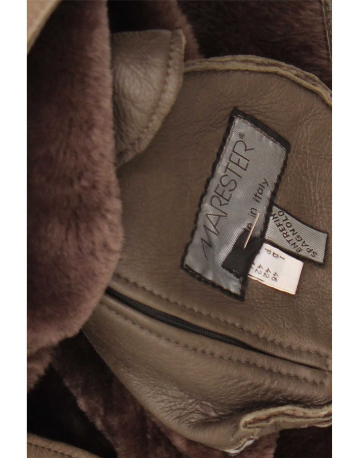 Marester Womens Shearling Coat UK 14 Large Brown