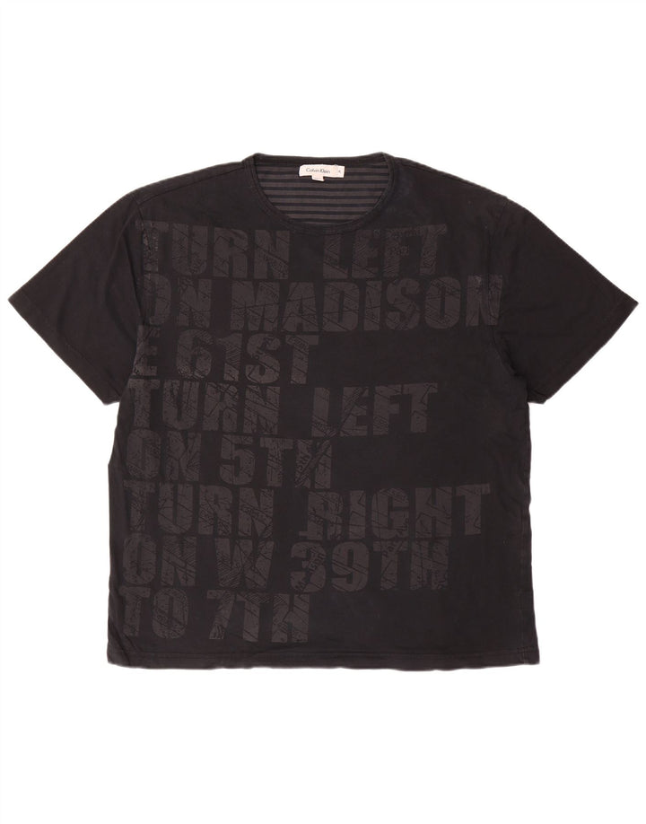 CALVIN KLEIN Herre grafisk T-shirt top XL sort bomuld