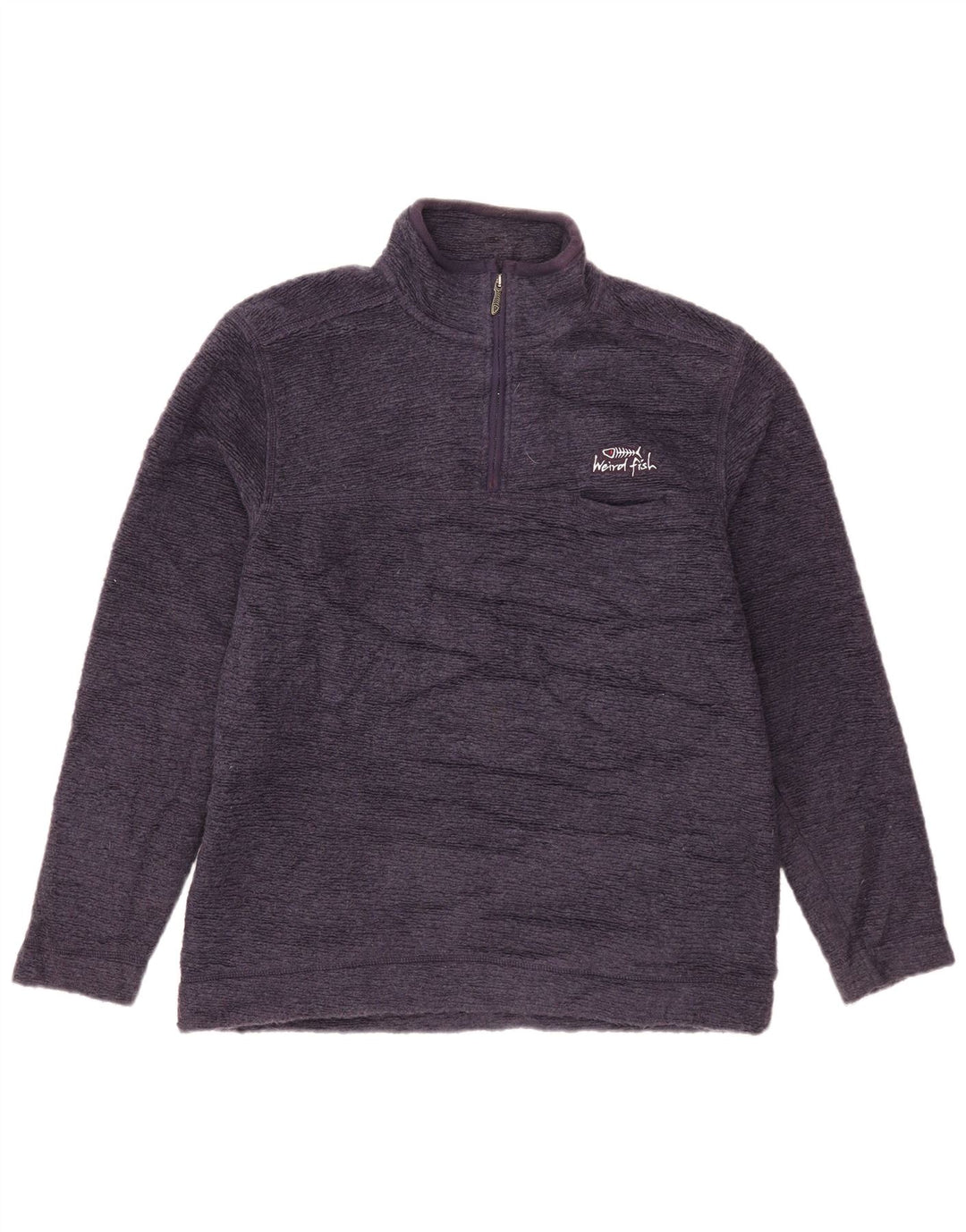 Weird Fish Herre Zip Neck Sweatshirt Jumper Large Purple Polyester