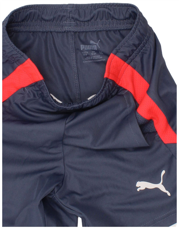Puma Boys Sports Shorts 5-6 år Navy Blue Colourblock Polyester