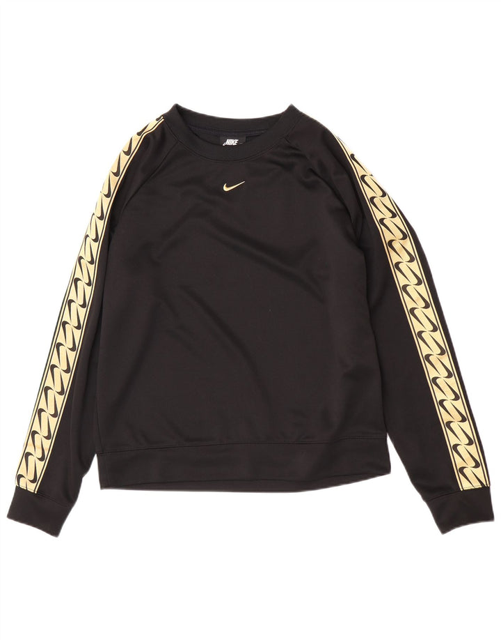 Nike Graphic Sweatshirt Jumper UK 10 Small Black Colourblock