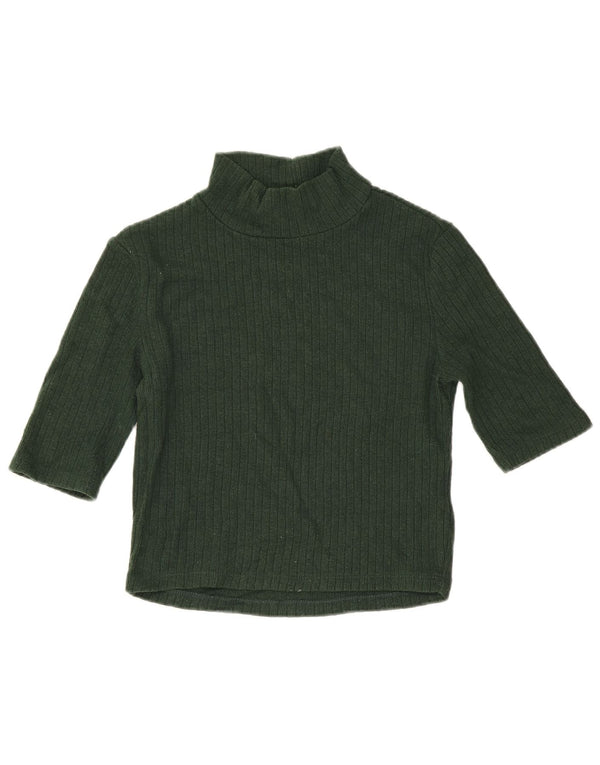 Zara Womens Crop Blouse Top UK 8 Small Green Viscose