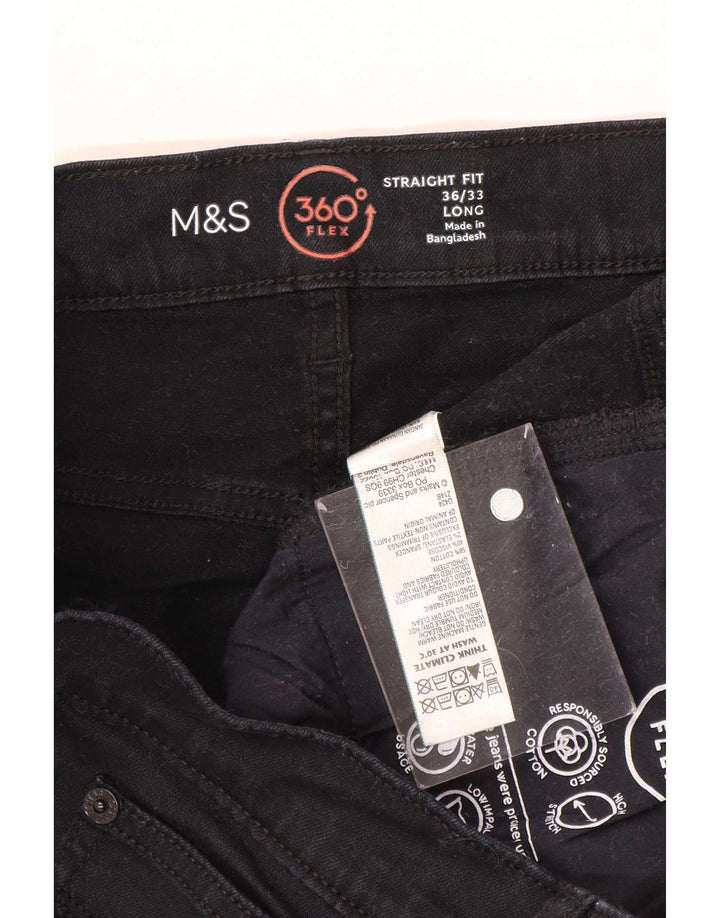 Marks & Spencer Straight Jeans til mænd W36 L33 Sort bomuld