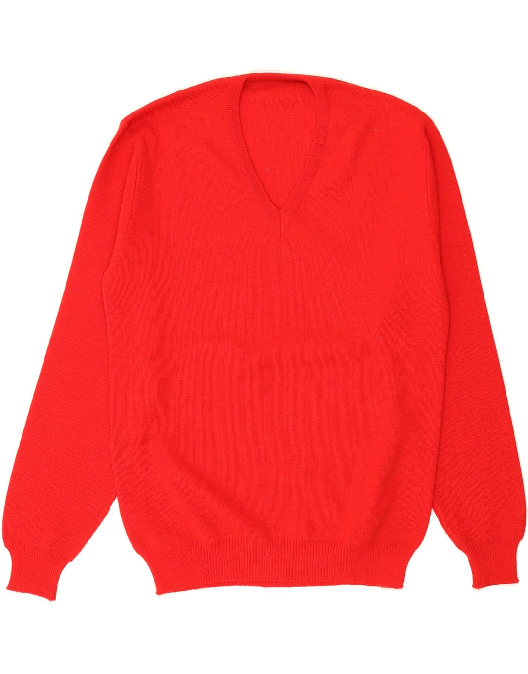 VINTAGE Mens V-Neck Jumper Sweater Medium Red Wool Vintage Vintage and Second-Hand Vintage from Messina Hembry 