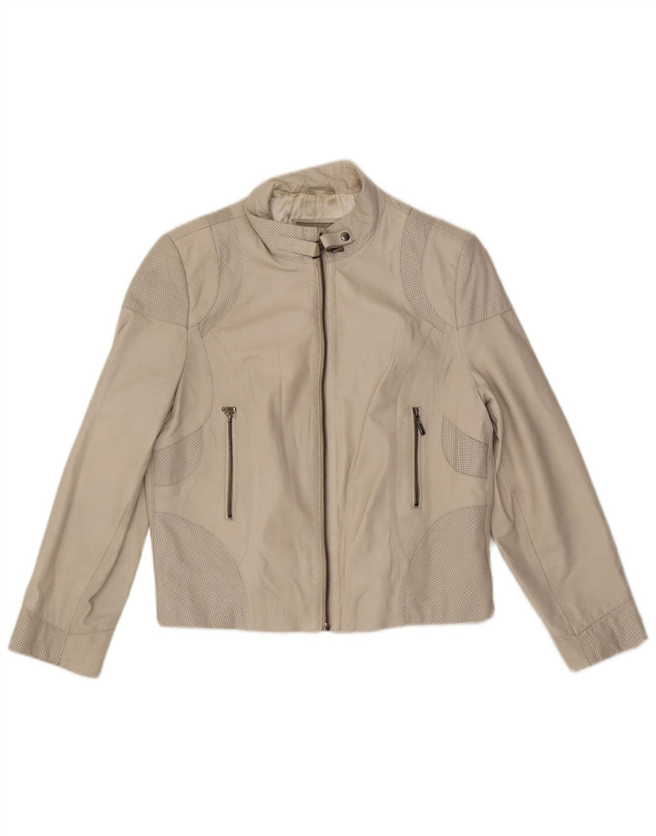Vintage læderjakke til kvinder UK 14 Medium Beige Læder