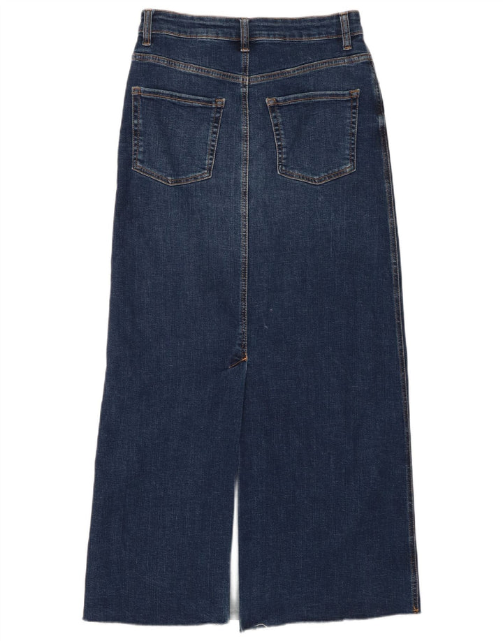 Zara Dame Maxi Denim Nederdel Medium W28 Marineblå Bomuld