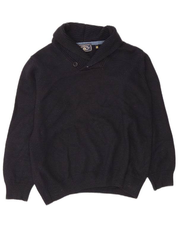 Navigare Herre Shawl Neck Jumper Sweater Large Navy Blue Uld