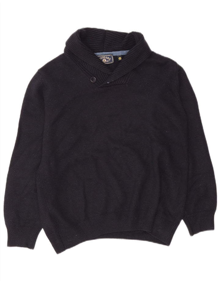 Navigare Herre Shawl Neck Jumper Sweater Large Navy Blue Uld