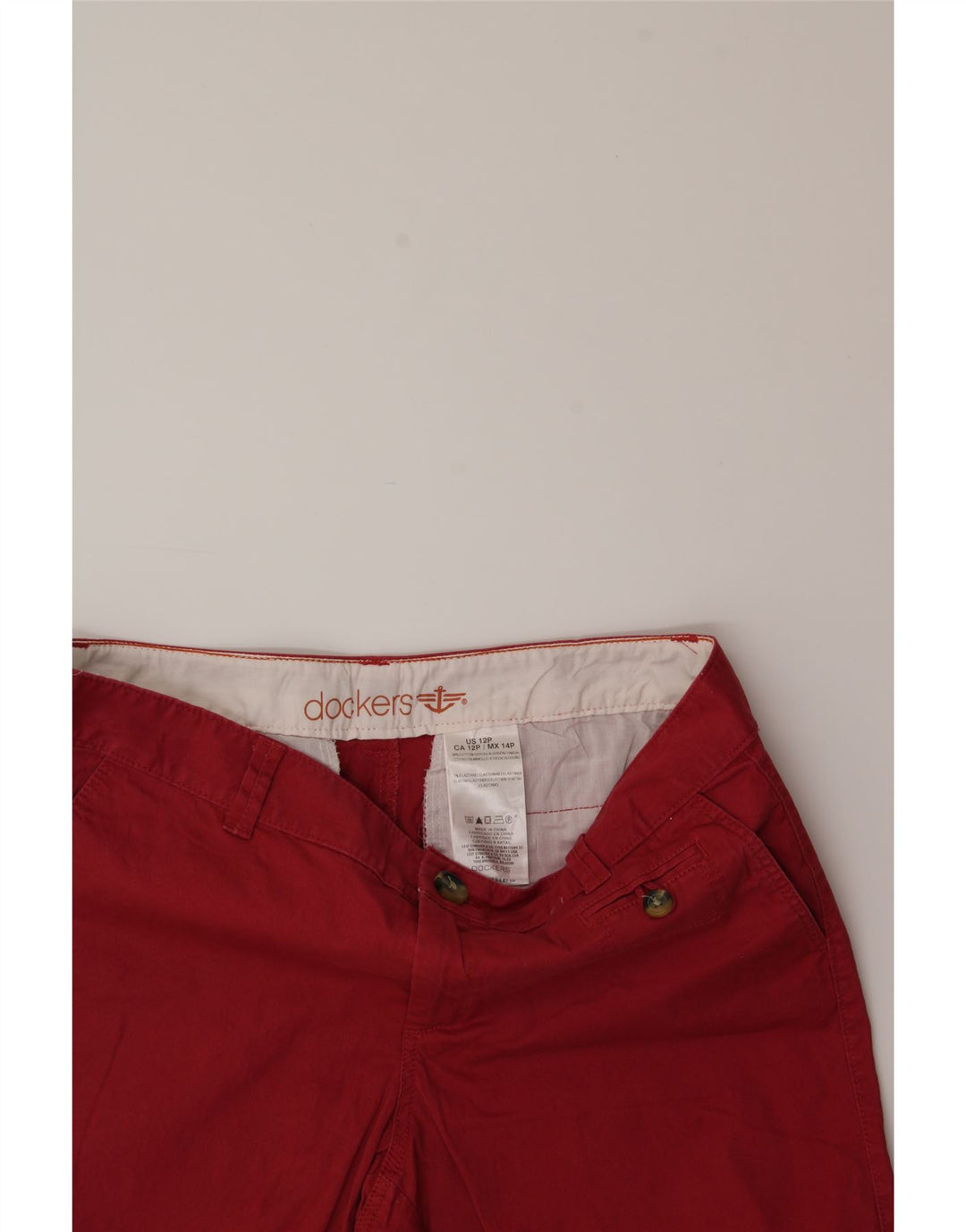DOCKERS Womens Chino Shorts US 12 Large W34  Red Cotton Vintage Dockers and Second-Hand Dockers from Messina Hembry 