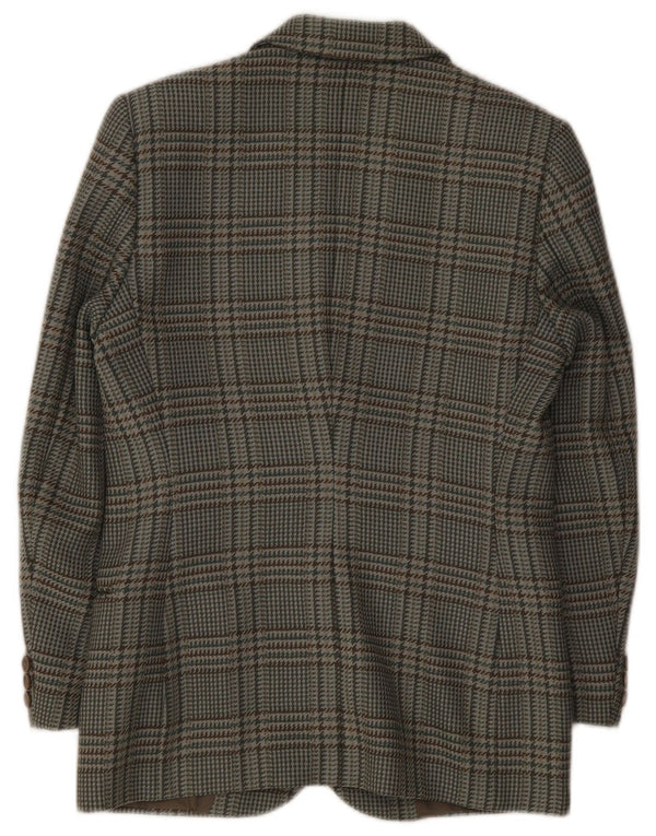 MOTIVI Dame Oversized 3-knaps blazerjakke UK 10 Small Grey Plaid Uld