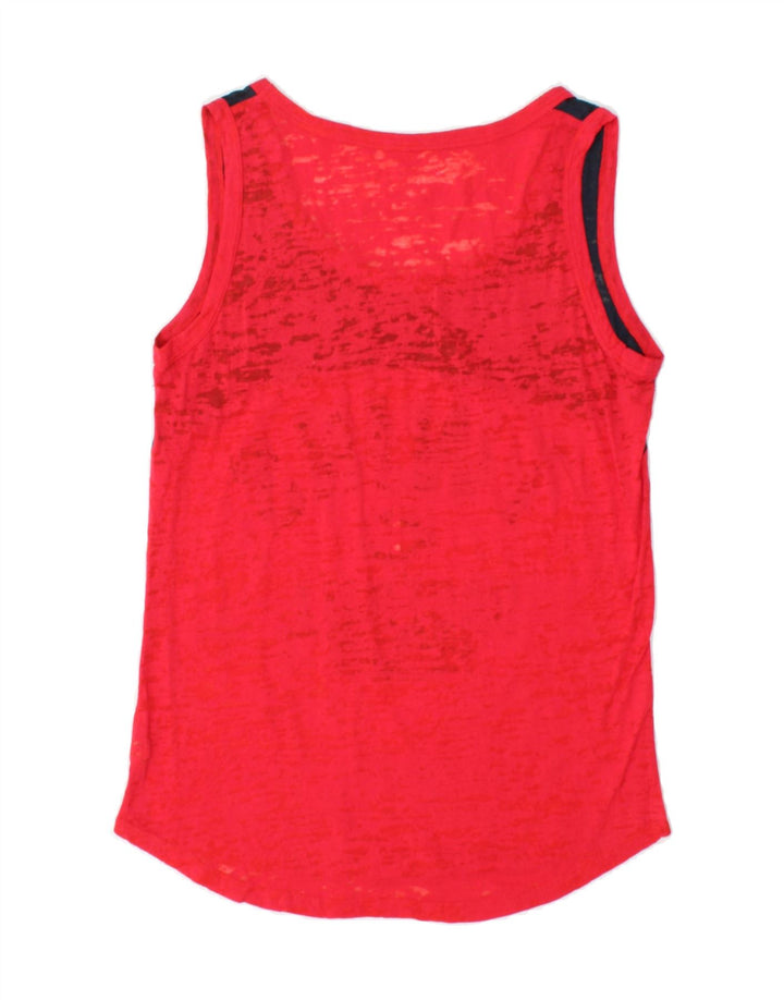 GENUINE MERCHANDISE Womens Graphic Vest Top UK 12 Medium Red Vintage Genuine Merchandise and Second-Hand Genuine Merchandise from Messina Hembry 