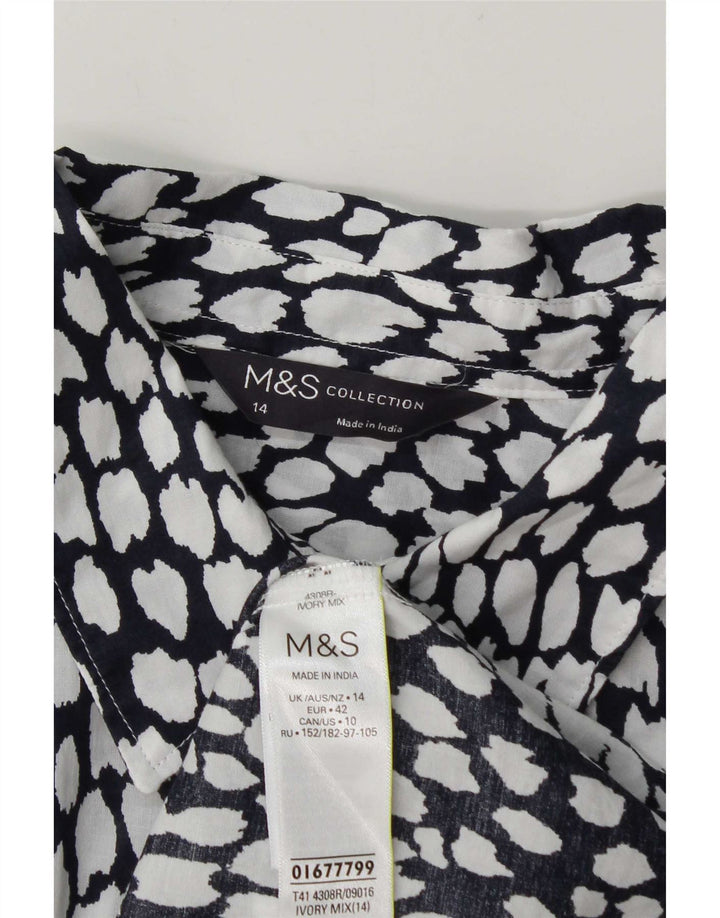 Marks & Spencer Dameskjorte UK 14 Stor hvid plettet bomuld