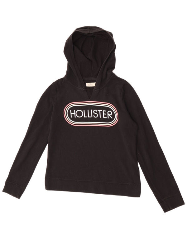 Hollister Grafisk hættetrøje til kvinder UK 10 Lille sort bomuld