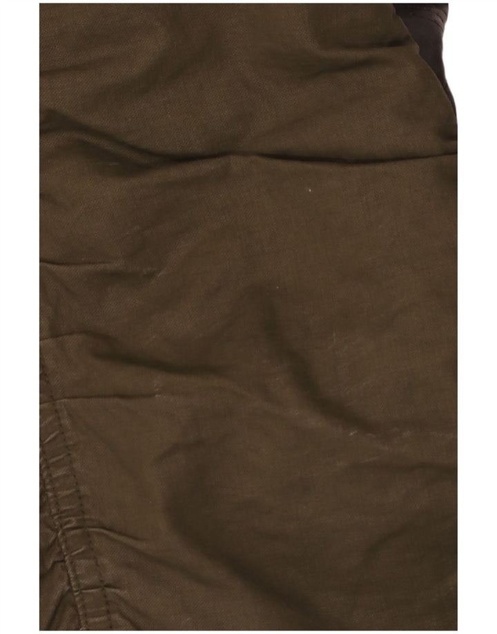 KHUJO Parkajakke med hætte til kvinder UK 14 Stor Khaki Colourblock Polyester