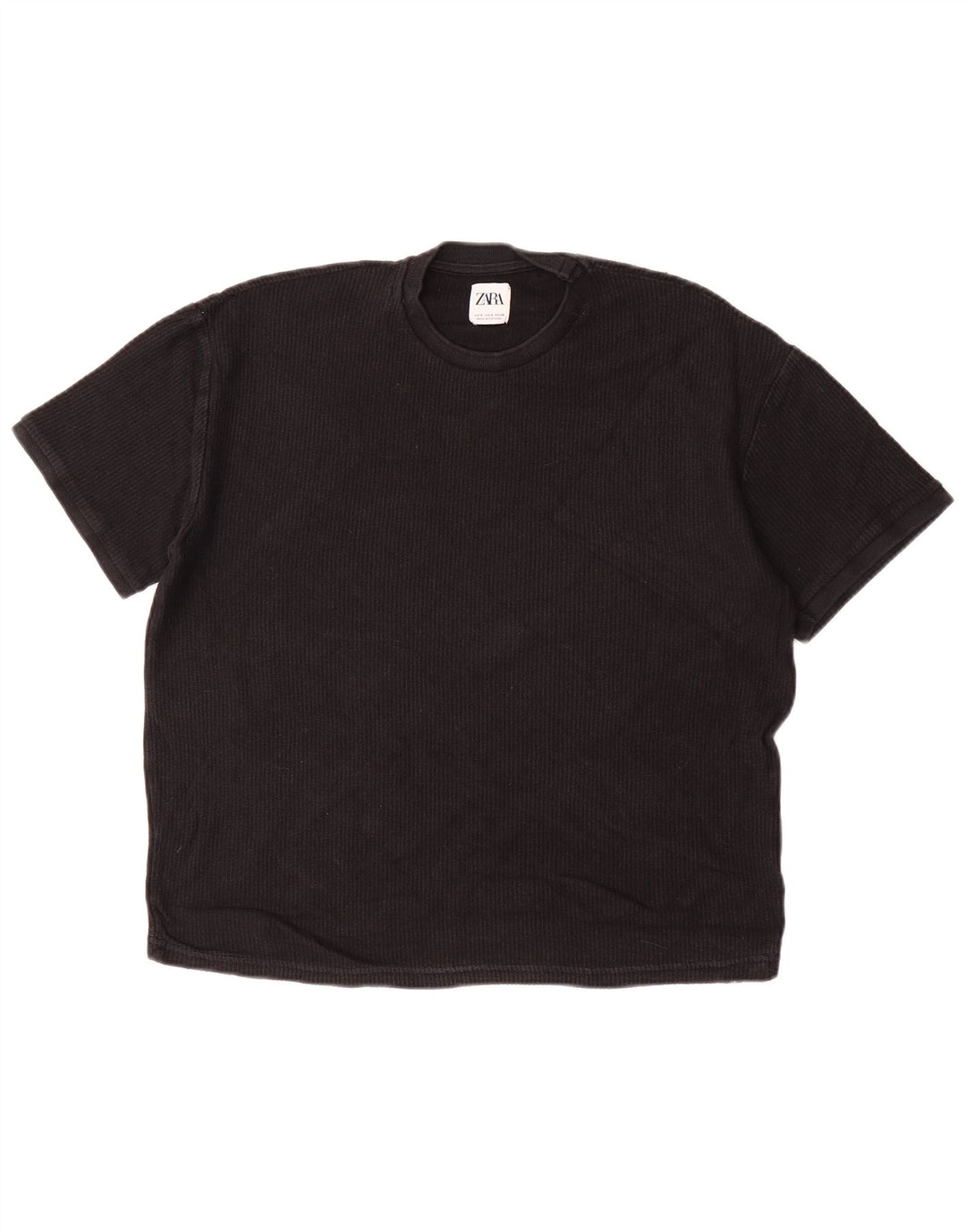 ZARA Herre T-Shirt Top Lille Sort Bomuld