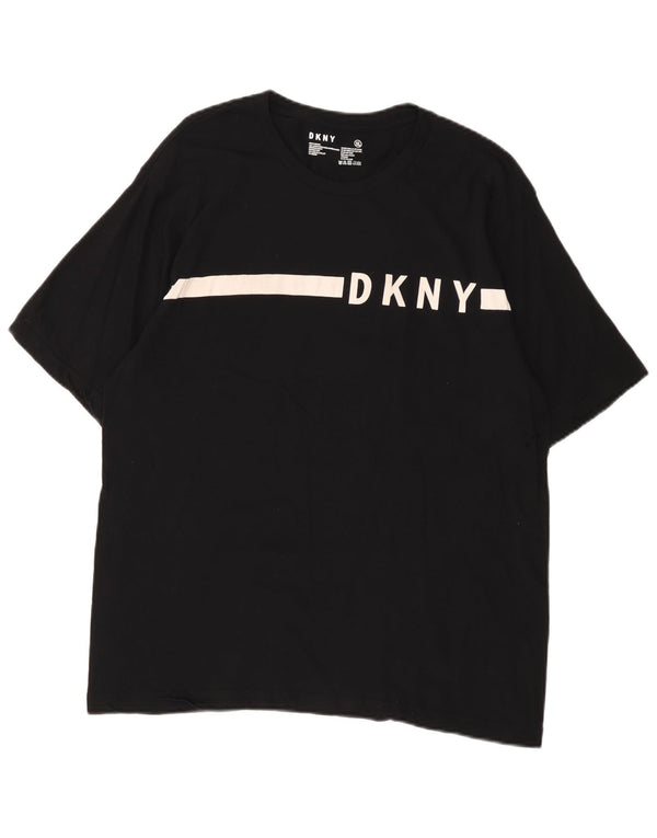 Dkny Herre Grafisk T-Shirt Top XL Sort Colourblock Bomuld