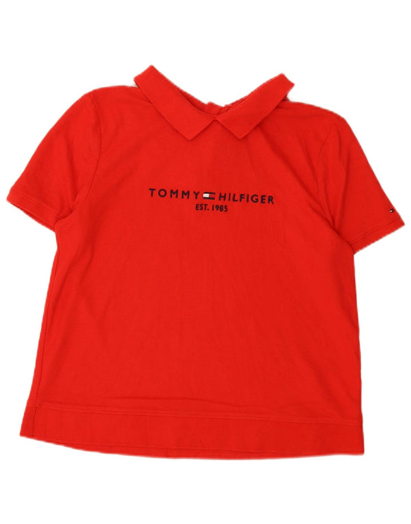 Tommy Hilfiger Grafisk poloskjorte til kvinder UK 14 Stor rød bomuld