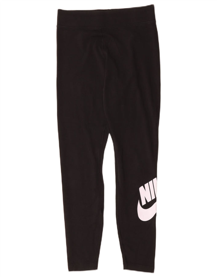 Nike Dame Grafiske Leggings UK 14 Medium Sort Bomuld