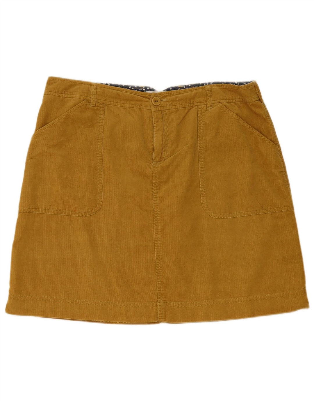 WHITE STUFF Dame Mini Corduroy Nederdel UK 12 Medium W32 Gul Bomuld