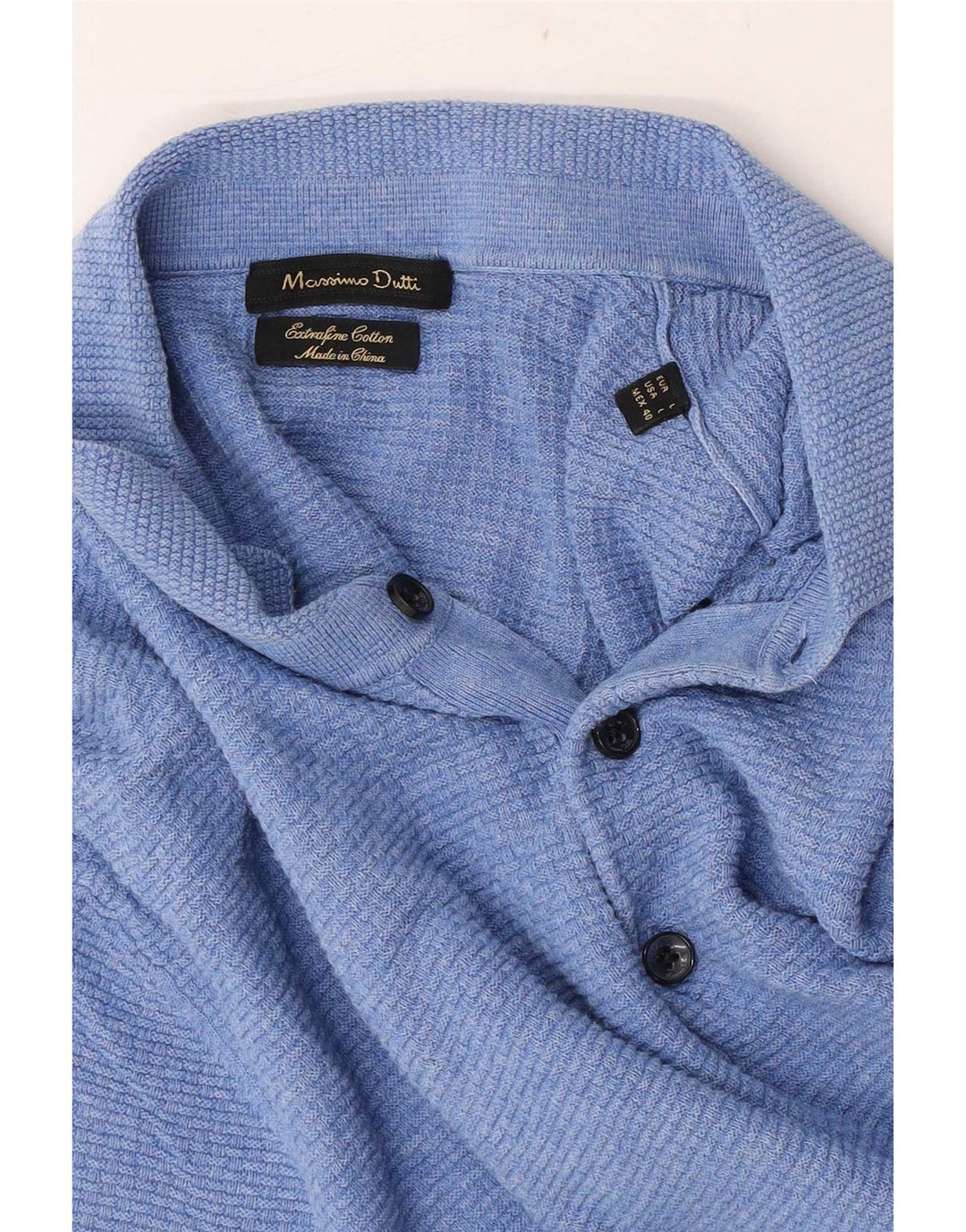 Massimo Dutti Herre Kortærmet Polo Neck Jumper Sweater Stor Blå