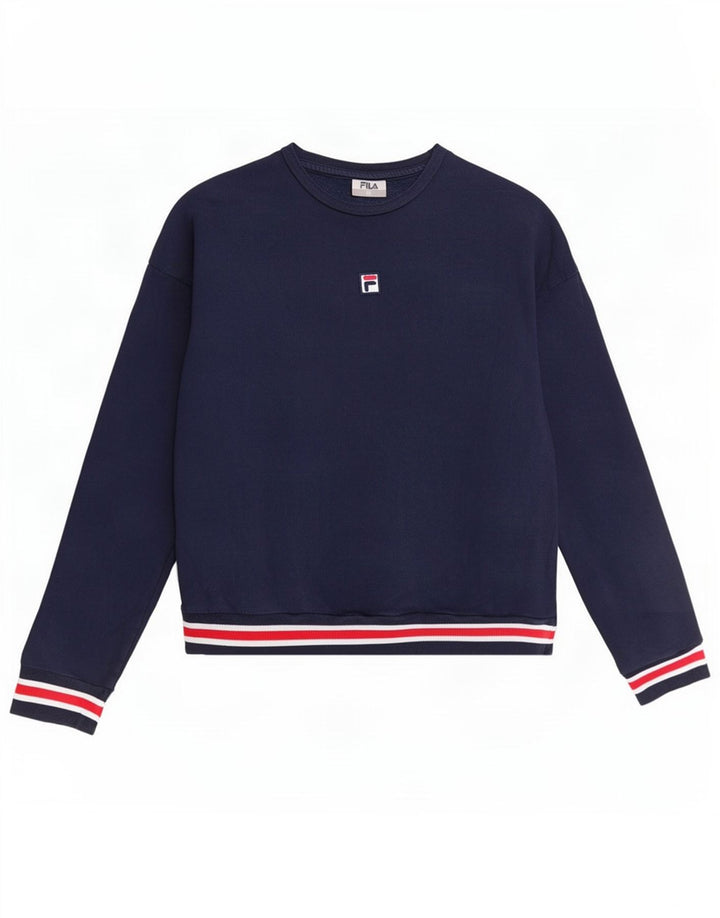 Fila Dame Sweatshirt Jumper UK 14 Medium Navyblå Bomuld