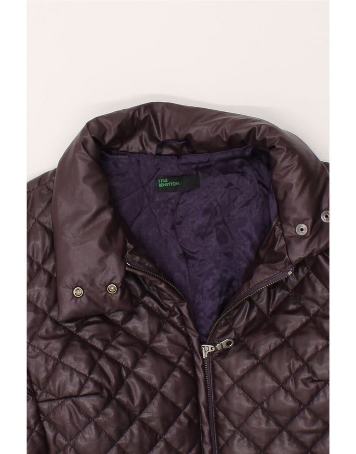 BENETTON Womens Quilted Jacket IT 44 Medium Purple Polyester Vintage Benetton and Second-Hand Benetton from Messina Hembry 