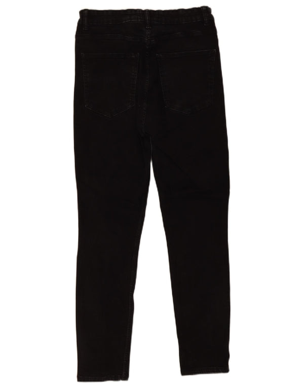 Zara Dame Crop Skinny Jeans EU 42 Large W32 L26 Sort Bomuld