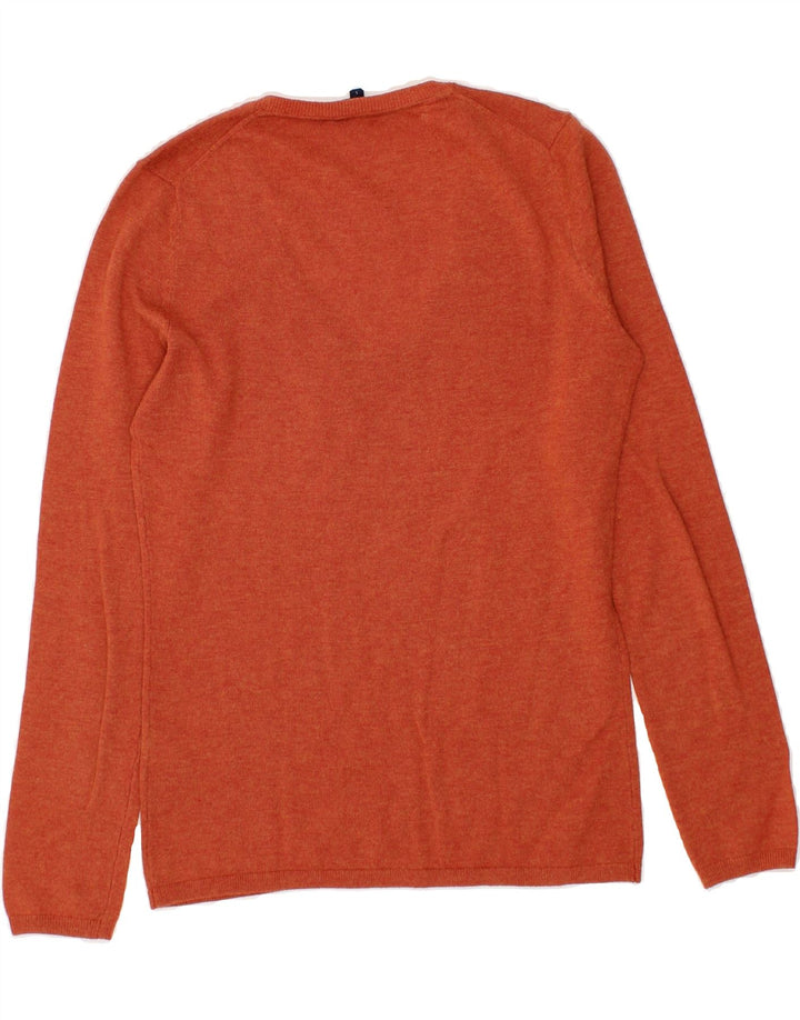 TOMMY HILFIGER Womens V-Neck Jumper Sweater UK 10 Small Orange Wool Vintage Tommy Hilfiger and Second-Hand Tommy Hilfiger from Messina Hembry 