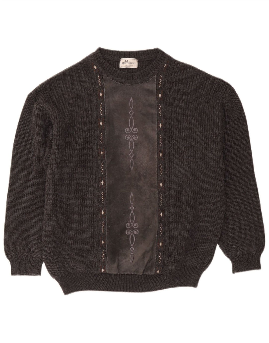 Montezemolo herre rund hals sweater stor grå klassisk