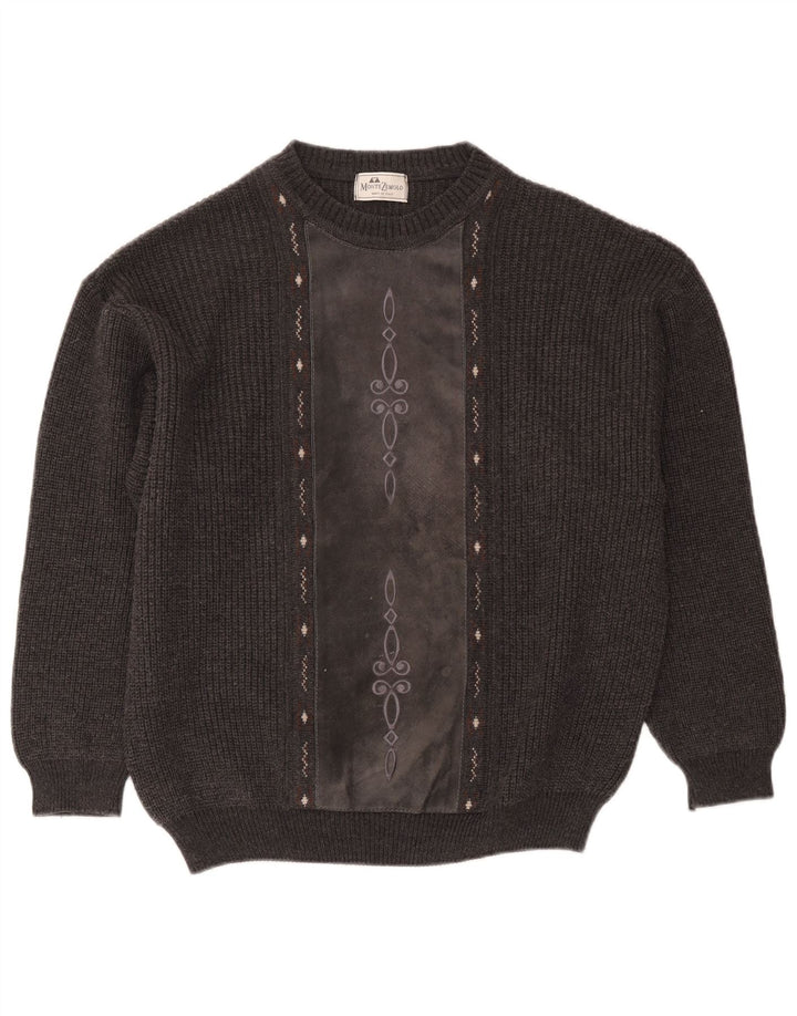 Montezemolo herre rund hals sweater stor grå klassisk