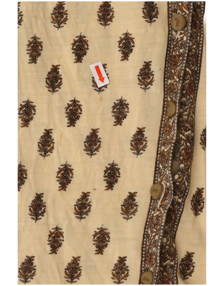 VINTAGE Womens Shirt Blouse IT 46 Large Beige Floral