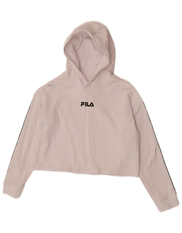 Fila Girls Crop Graphic Hoodie Jumper 13-14 år Hvid Colourblock Bomuld