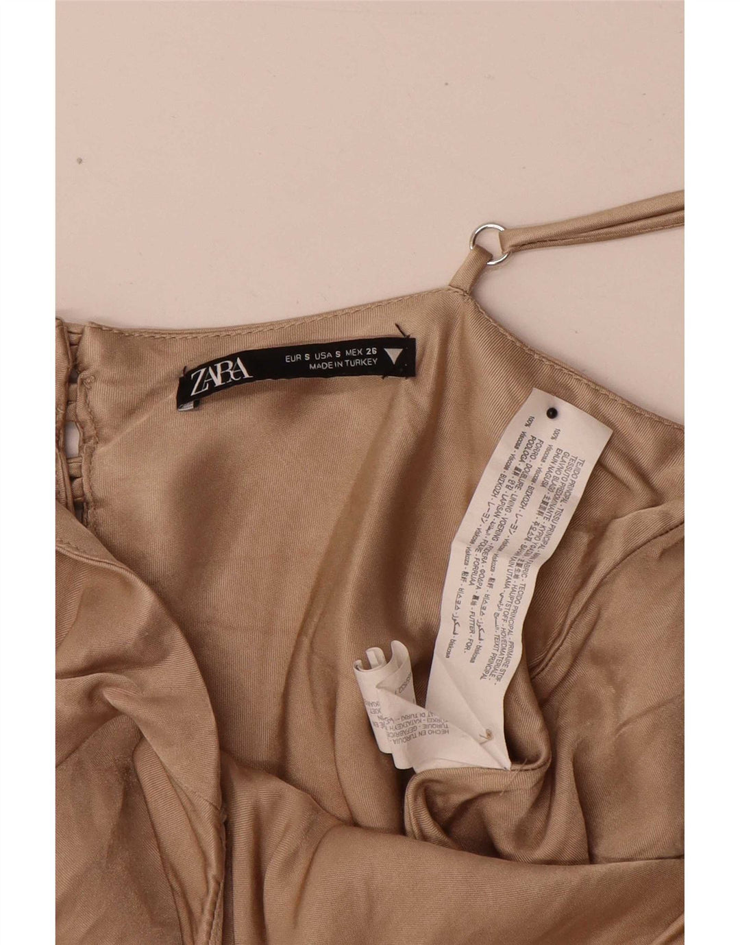Zara Dame Cami Top UK 10 Small Beige Viscose