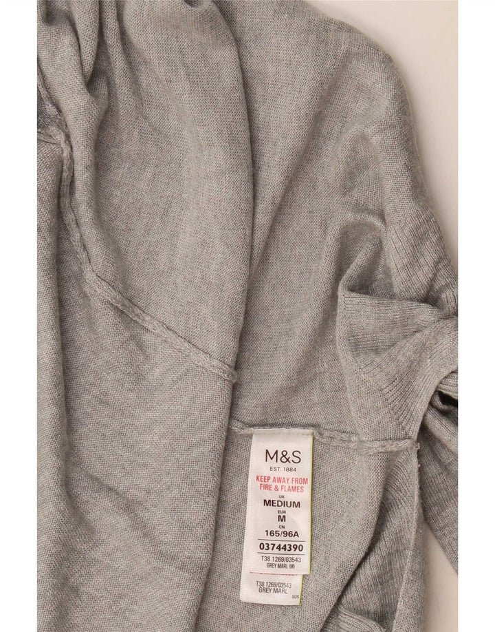 Marks & Spencer Dame Longline Open Cardigan Sweater UK 14 Medium Grey