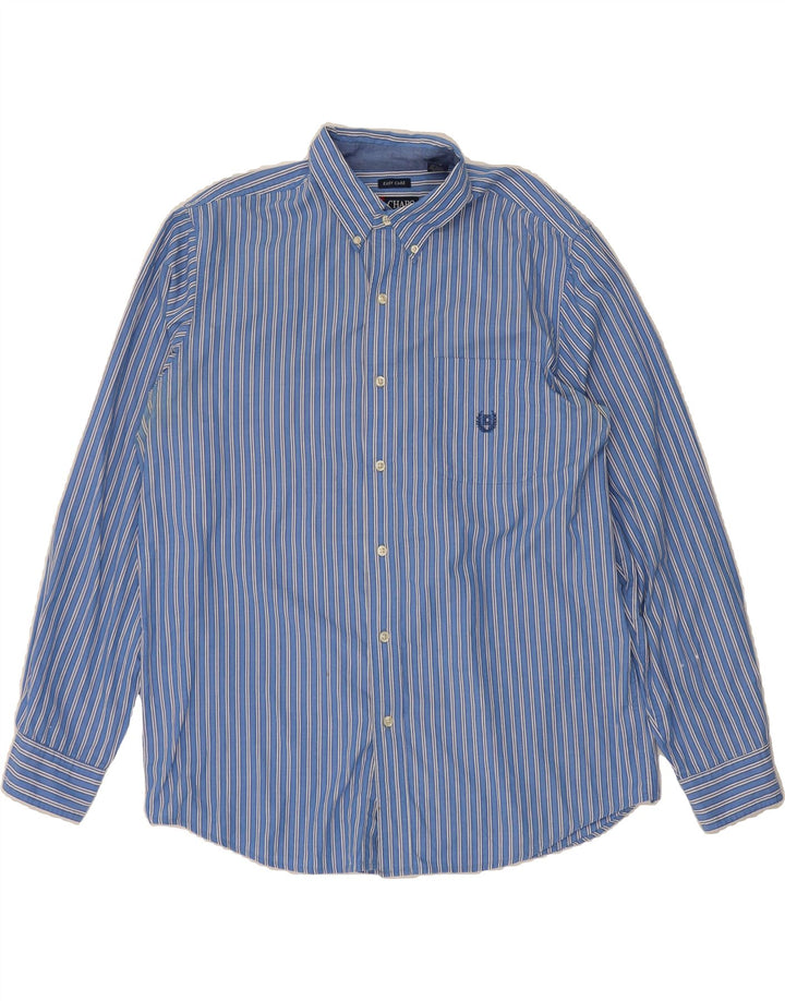 CHAPS Mens Easy Care Shirt Large Blue Pinstripe Cotton Vintage Chaps and Second-Hand Chaps from Messina Hembry 