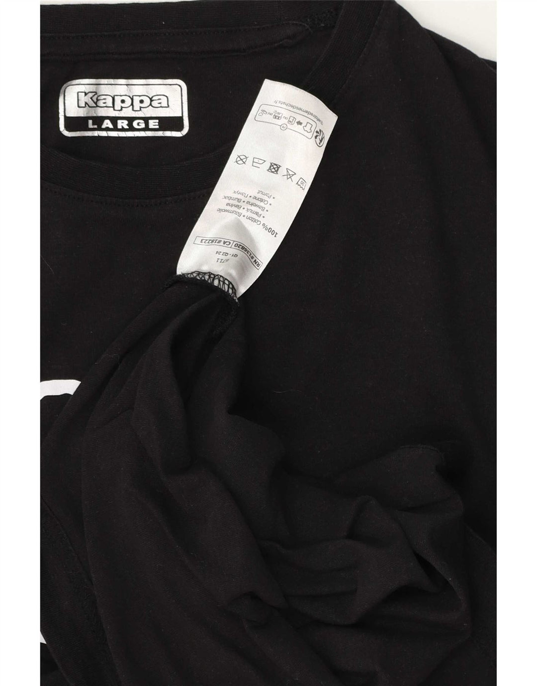 Kappa Dame Grafisk T-Shirt Top Stor Sort Bomuld