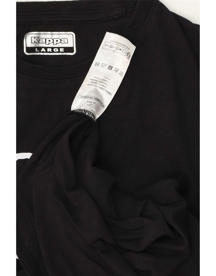 Kappa Dame Grafisk T-Shirt Top Stor Sort Bomuld