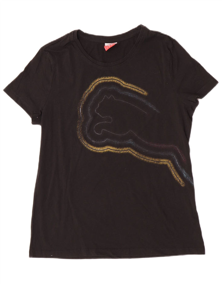 Puma Grafisk T-Shirt Top til kvinder DK 16 Stor Sort