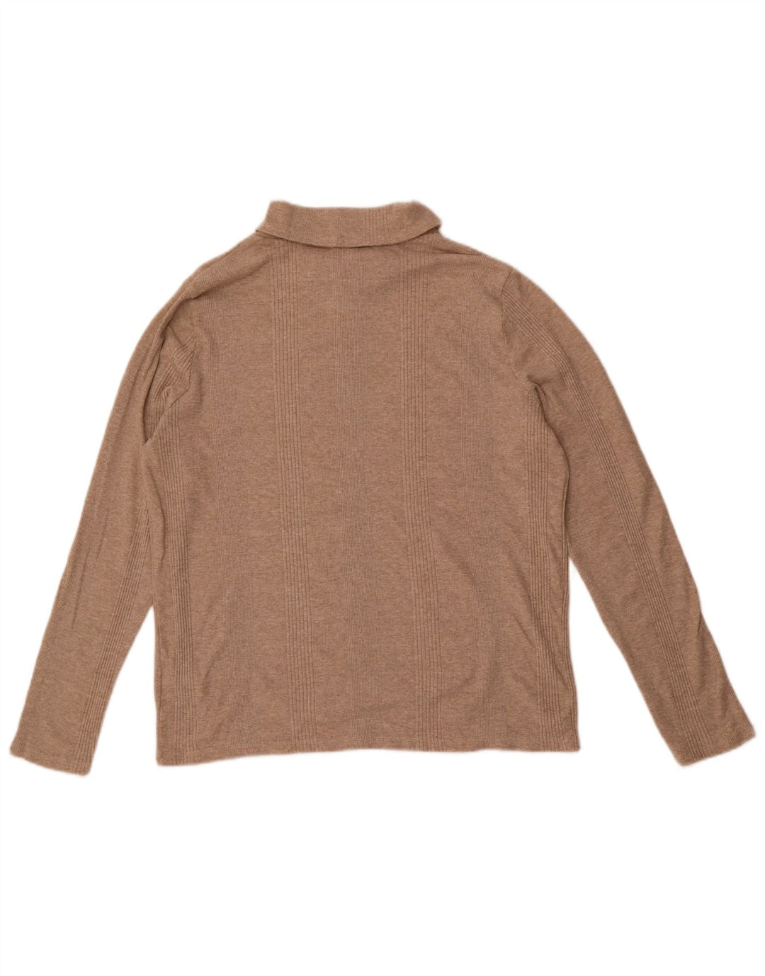Marks & Spencer Dame Roll Neck Bluse Top UK 16 Stor Beige Bomuld