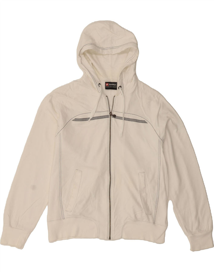 LOTTO Mens Zip Hoodie Sweater Medium White Vintage Lotto and Second-Hand Lotto from Messina Hembry 
