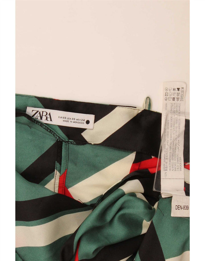 Zara Dame Halter Top UK 6 XS Grøn Geometrisk Polyester