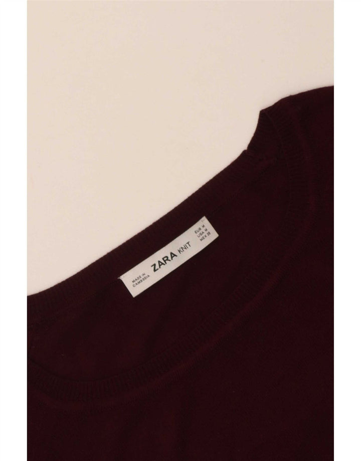 Zara Dame Boat Neck Jumper Sweater UK 14 Medium Burgundy