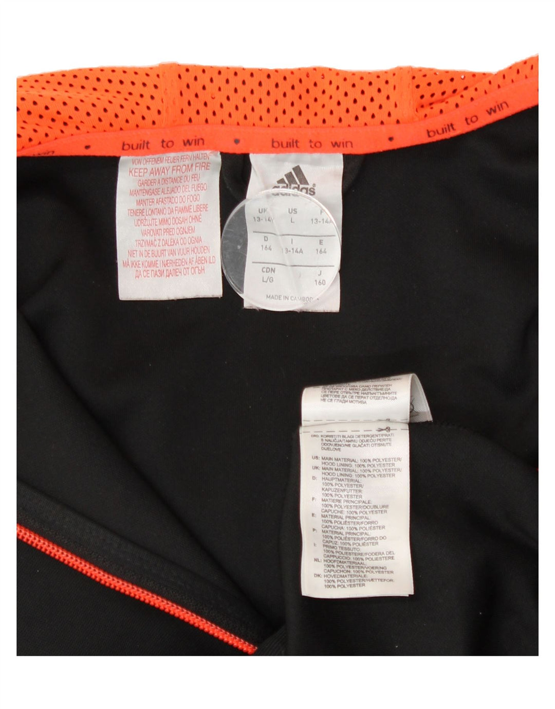 ADIDAS Boys MESSI Graphic Zip Hoodie Sweater 13-14 Years Black Polyester Vintage Adidas and Second-Hand Adidas from Messina Hembry 