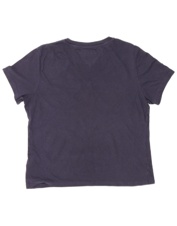 Tommy Hilfiger Dame Grafisk T-Shirt Top UK 14 Medium Navy Blue Bomuld