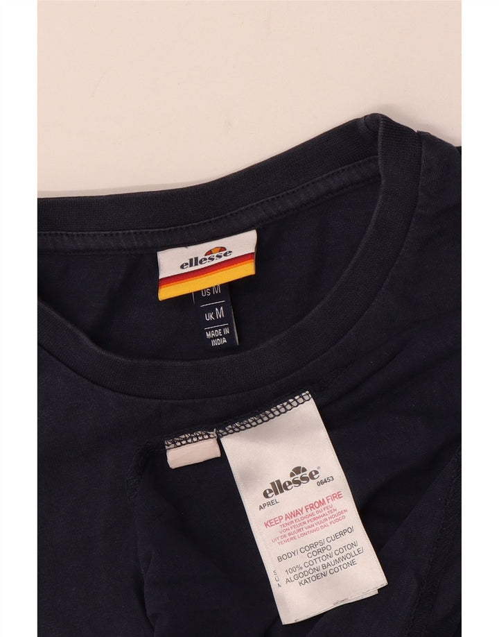 Ellesse Herre Grafisk T-Shirt Top Medium Marineblå Bomuld