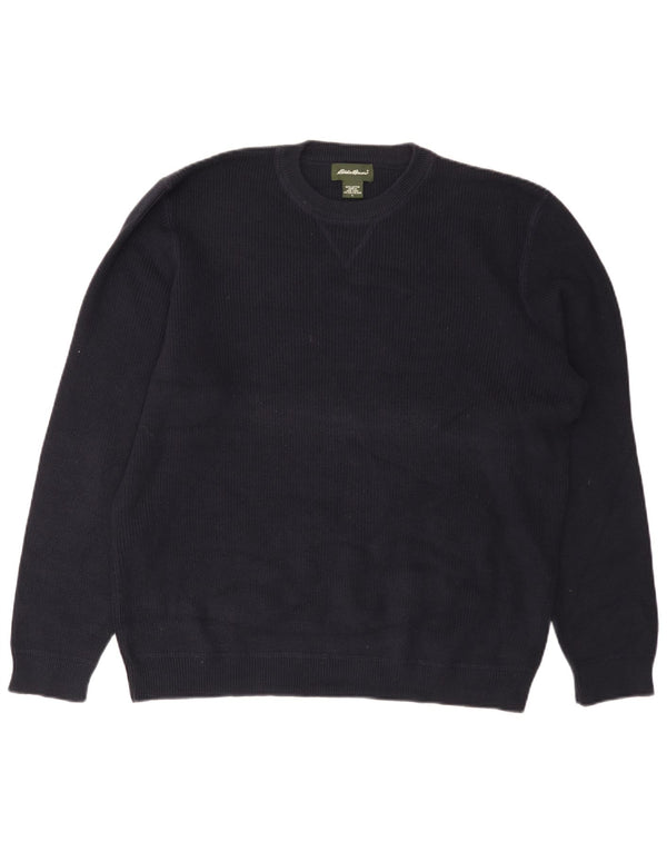EDDIE BAUER Herre sweater med rund hals, stor marineblå bomuld
