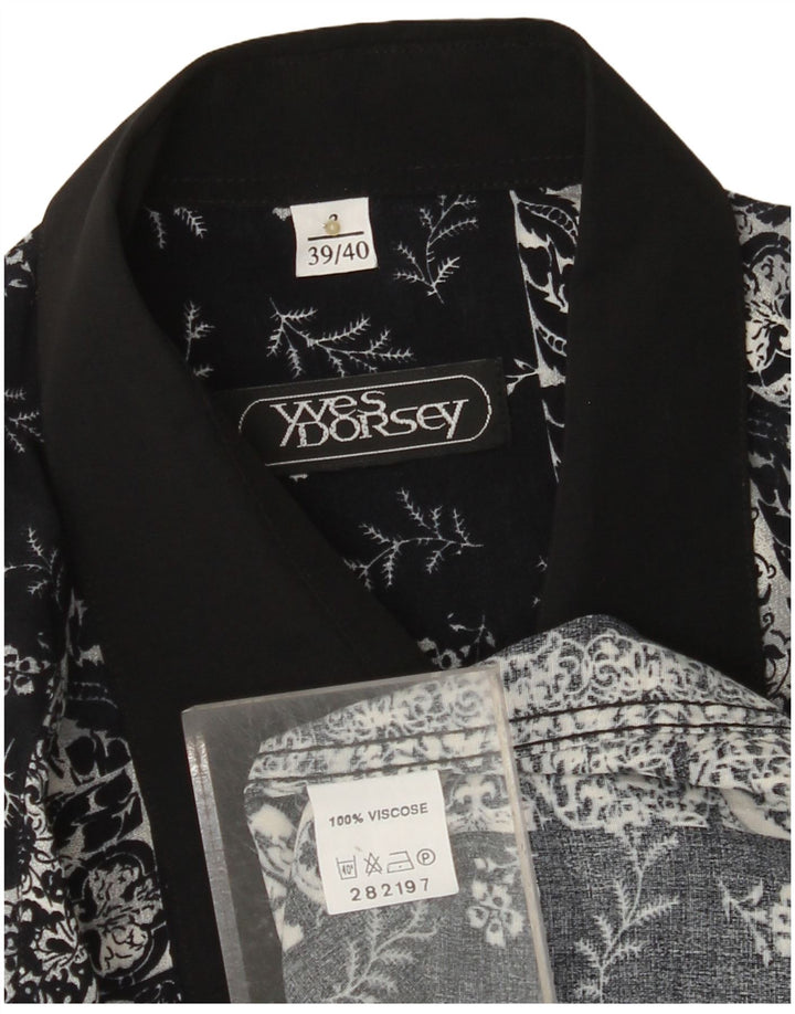 YVES DORSEY Mens Shirt Size 39/40 Medium Black Patchwork Viscose Vintage Yves Dorsey and Second-Hand Yves Dorsey from Messina Hembry 