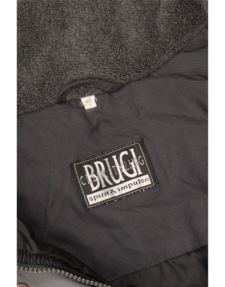 BRUGI Womens Hooded Windbreaker Jacket IT 46 Large Grey Colourblock Vintage Brugi and Second-Hand Brugi from Messina Hembry 