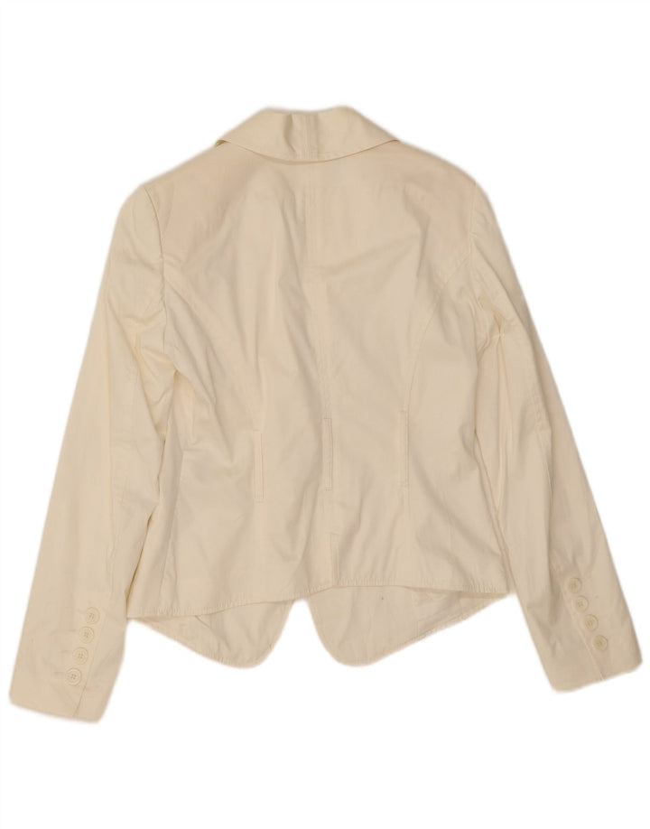 Germano Zama Dame 1 Knap Blazer Jakke UK 8 Lille Hvid Bomuld