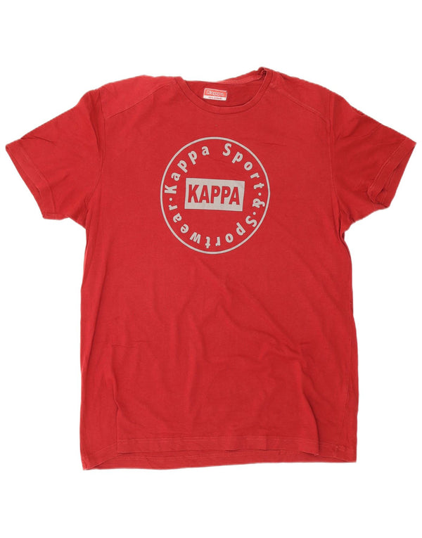 Kappa Herre Grafisk T-Shirt Top 2XL Rød Bomuld